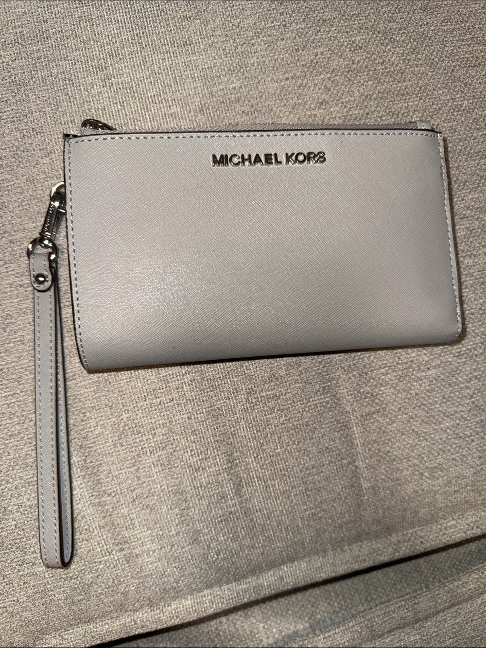 Michael Kors Light Gray Saffiano Wristlet Wallet